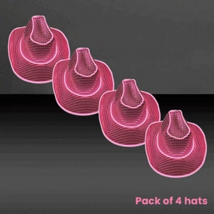 LED Flashing EL Wire Sequin Cowboy Party Hat Pack of 4 By Party Glowz - Picture 1 of 8