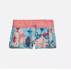 NWT Athleta Girl S / 7 Blue / Orange Tropical Print Cannonball Board Short - Picture 1 of 5