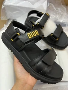 Christian Dior Women's DiorAct Lambskin Black Sandals Size US 10 - Picture 1 of 1