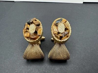 Gemelos envolventes vintage de malla de guijarros tono dorado DANTE Foto 1 de 3