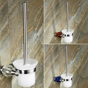 Bathroom Wall Mounted 304SUS+Crystal Toilet Brush With Toilet Brush Holder Set - Picture 1 of 14