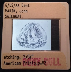 John Marin "Sailboat" Watercolor Modern Art 35mm Glass Slide - Picture 1 of 3
