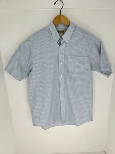 Duluth Trading Co Button Down Shirt Size Large Short Sleeve Trim Fit Blue - Picture 1 of 8