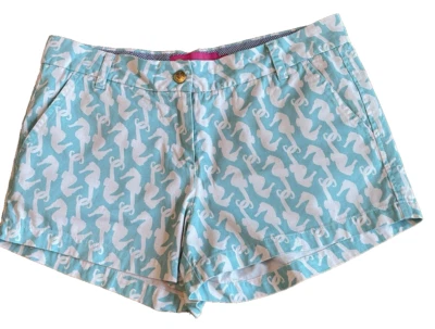 MacBeth Collection Shorts Womens Size Large Blue Teal Seahorse Print Cotton - Изображение 1 из 4