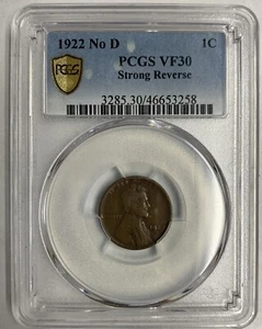 1922 No 'D' Strong Rev. Lincoln Cent, VF30 PCGS - Picture 1 of 3