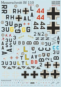 Print Scale 1/72 Messerschmitt Bf-110 Decals - Part 1 - Picture 1 of 1