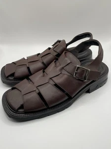 Kenneth Cole Herren Größe 13 US Braun Leder Fischer Sandalen Hergestellt in Italien - Bild 1 von 17