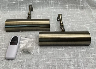 Halcyon Times Brass LED Battery Picture Light w/ Remote Set of Two - Image 1 of 4