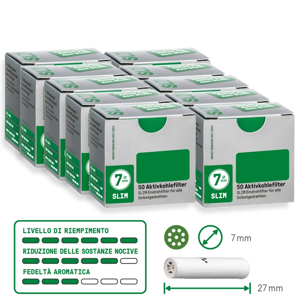 500 filtri - SLIM 7mm - Filtrini al carbone attivo - Image 1 of 1