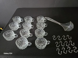 Hazel Atlas Williamsport Quadratisch Vintage Bowle Schüssel Set 11 6oz Kristall Tassen - Bild 1 von 6