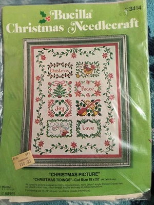 Kit de Natal bordado Crewel vintage Bucilla #88955 - Imagem 1 de 2