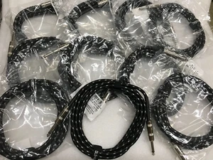 lot of 10 1/4" to 1/4" guitar Audio Instrument Cable tweed cloth CONDUCTOR  10ft - Picture 1 of 3