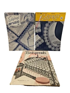 2 Crochet Edgings Pattern Books 1940's Clark’s J P Coats Ont Trims & Bedspreads - Picture 1 of 14