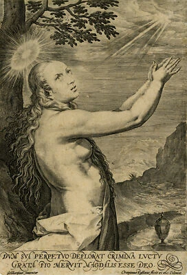 Antique Master Print-MARIA MAGDALENA-Geldorp-Crispyn de Passe I-ca. 1600 - Image 1 of 4