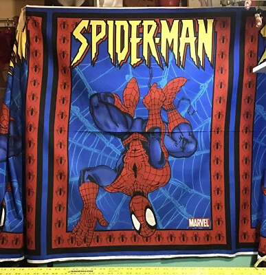Spiderman Panel Marvel DC Super Hero Red Blue 2004 Vintage New  100% Cotton - Image 1 of 4