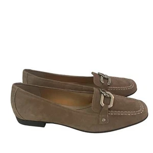 Enzo Angiolini Size 10 Tan Suede Flats with Silver Buckle Embellishments - Picture 1 of 9