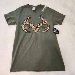 Realtree Green Hunting T Shirt Adult Size Small Camo Antlers Logo NWT - Picture 1 of 11