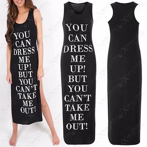 NUEVO SEÑORA RACER MAXI VESTIDO QUE PUEDES VESTIRME ESLOGAN MUJER MIDI LOOK TOP LARGO - Imagen 1 de 1