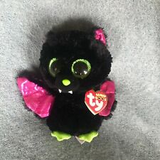 TY Beanie Boos Plush Black w Pink & Green Shimmery Wings Fee IGOR Bat Stuffed 