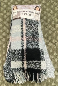 Women NWT "Emanuel Geraldo" blanket  & scarf. Pink, gray and black - Picture 1 of 2