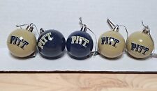 Lot of 5 Pitt Panthers 1.5" Ball Christmas Ornaments Blue Beige Pittsburgh NCAA
