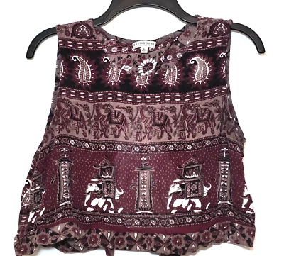 Camiseta corta sin mangas EARTHBOUND Trading Co. para mujer talla L étnica india boho espalda dividida Foto 1 de 4