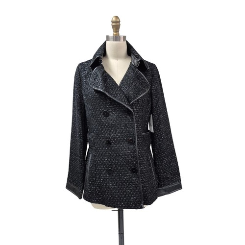 UNDERCOVER Trench corto Victoria's Secret nero argento metallizzato Boucle taglia M DB NUOVO CON ETICHETTE