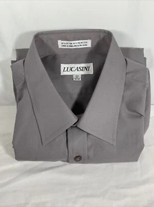 Lucasini Mens Long Sleeved   Dress Shirt ~ Grey 17"  32-33 - Picture 1 of 5