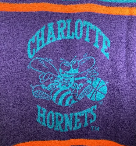 Vintage Biederlack Charlotte Hornets Throw Blanket 58”x 50” Teal Purple Orange Cover