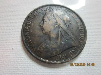 ¡¡Un centavo británico de la reina Victoria de 1899!! ¡En buen estado!! Foto 1 de 4