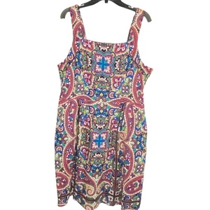 Vestido sin mangas de lino Lands End talla 18 brillante con múltiples bolsillos con cremallera lateral completamente forrado - Imagen 1 de 5