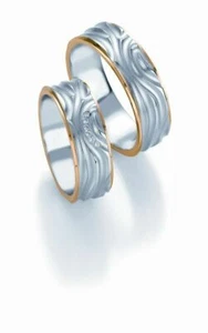 Wedding Rings Breuning Design Collection 5243/5244 IN 585 Gold Bicolor 14 CT - Picture 1 of 2