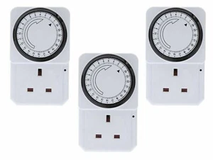 3 x 24 Stunden 24 Stunden Netz Stecker In Timer Schalter Zeit Uhr Buchse UK 3 Pin Adapter - Bild 1 von 1