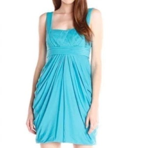 Neu BCBG MAXAZRIA Cocktailkleid Small S cyanblau Stretch Jersey drapiert Plissee - Bild 1 von 9