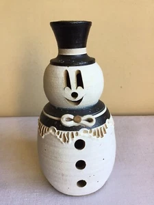 Luminaria Decoración de muñeco de nieve artesanal firmada estudio arte cerámica artesanal - Imagen 1 de 8