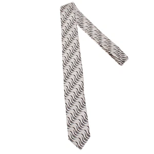 Tino Cosma NWT Neck Tie White & Black Abstract Stripes 100% Silk Made in Italy - Picture 1 of 10