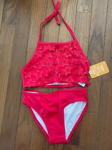 New Gymboree Girls Swim Shop Red Star Halter Bikini Swimsuit Size Small 5-6 - Picture 1 of 9