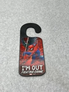 Spiderman Wood Door Knob Hanger Home Decoration Kids Room Decor Marvel 2 Sided - Picture 1 of 7