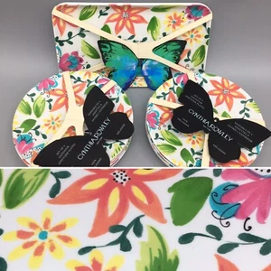 10pc Cynthia Rowley Summer Floral Melamine Appetizer Plate Tray Set Orange Pink - Picture 1 of 9