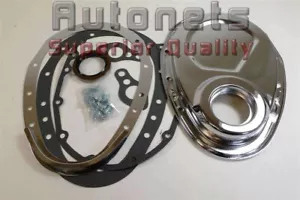 SBC Chrome Steel Chevy Timing Chain Cover 2-Piece 283-305-325-350 Hot Rat Rod - Bild 1 von 1