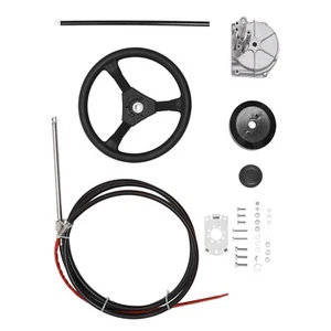16 Ft Feet Boat Rotary Steering System w/ Wheel Kit For Outboard Marine SS13716 - Picture 1 of 7