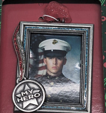 My Hero Veteran Photo Frame Christmas Ornament Sparkle Ribbon Gloria Duchin