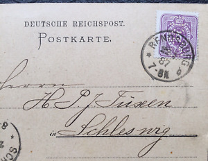 Deutsches Reich 1887 Nr. 40 Perfin Postkarte Carlshütte AG Rendsburg - Schleswig