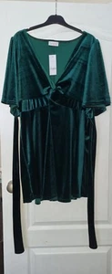 Womens Yours Clothing Racing Green Velour Velvet Feel Maternity Top Size 20 - Picture 1 of 9