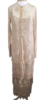 Vestido de Noche De Colección SUE WONG NOCTURNO Crochet Encaje con Cárdigan Talla M Vacaciones Formal Foto 1 de 4