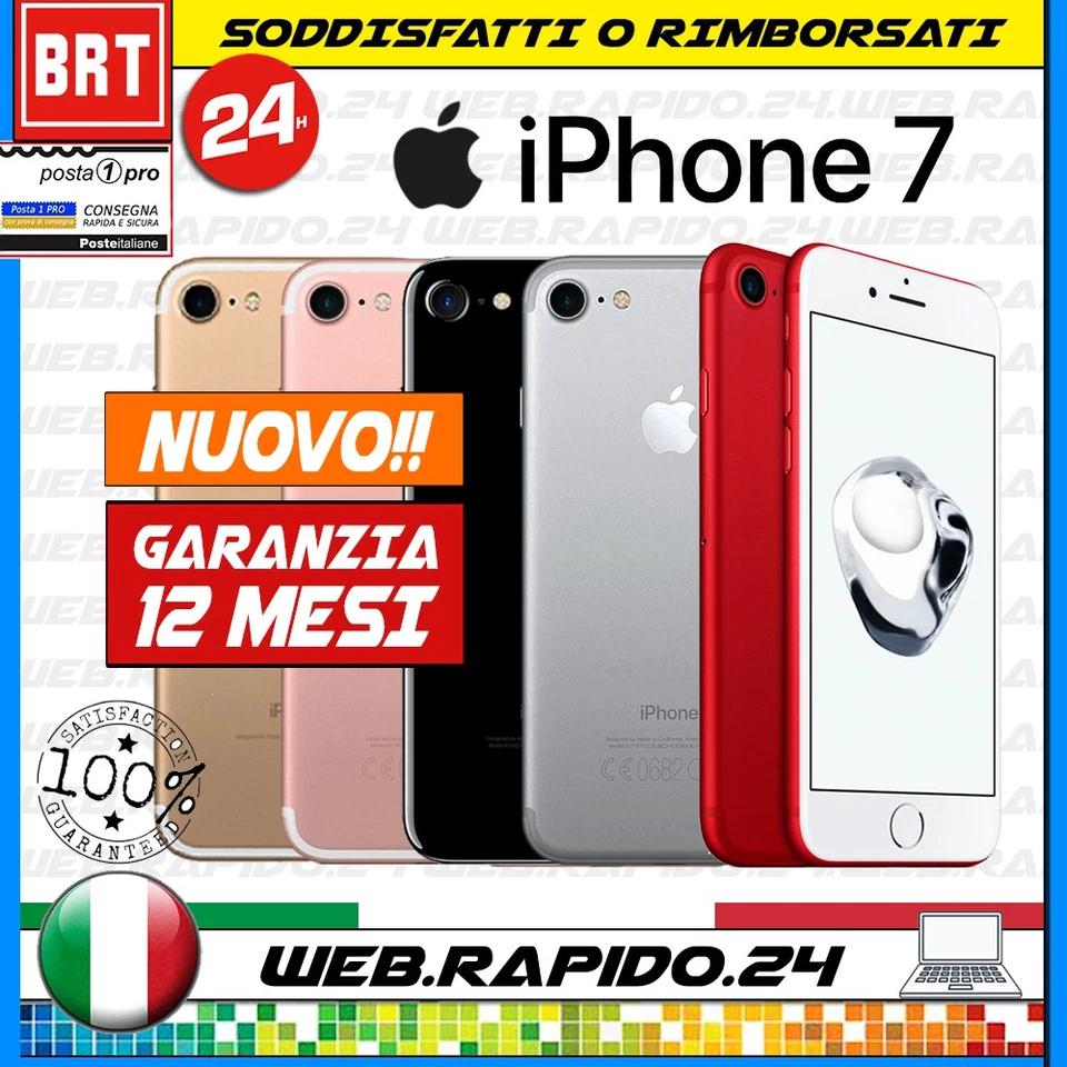 NUOVO! APPLE IPHONE 7 32GB 128GB 256GB IOS SBLOCCATO GARANZIA ITALIA 8 X 11 12 - Immagine 1 di 4