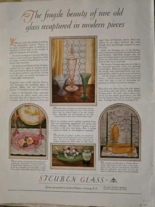 Cristalería Stueben Glass Corning NY 1926 rosa verde amarillo anuncio de color vintage - Imagen 1 de 1