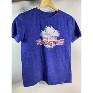 Texas Rangers MLB Blue White Red T Tee Shirt Youth Boys Large 10 / 12 - Picture 1 of 7