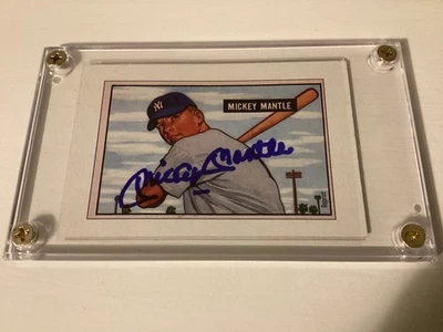 Bowman 1989 reimpresión, Mickey Mantle (1951 Topps) ✒️🥎autografiado 🥎🖋️—¡con certificado de autenticidad!!!! Foto 1 de 3