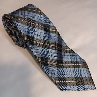 Chaps Blue  Plaid Mens 100% Silk Tie Ralph Lauren Polo 60"×3.5" - Image 1 of 4